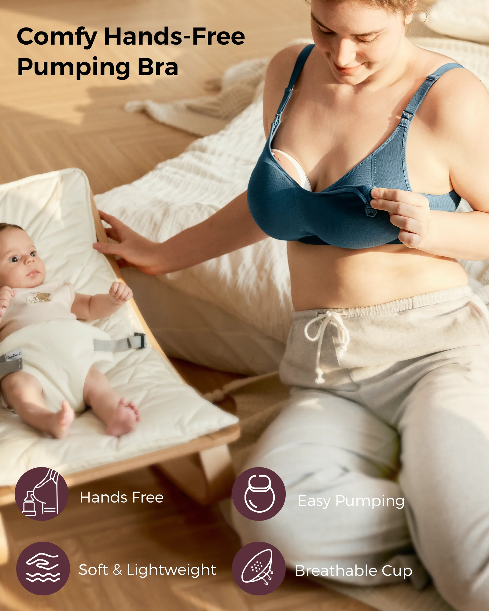 Tencel™ Fabric Seamless Breast Pump Bra - Image 28