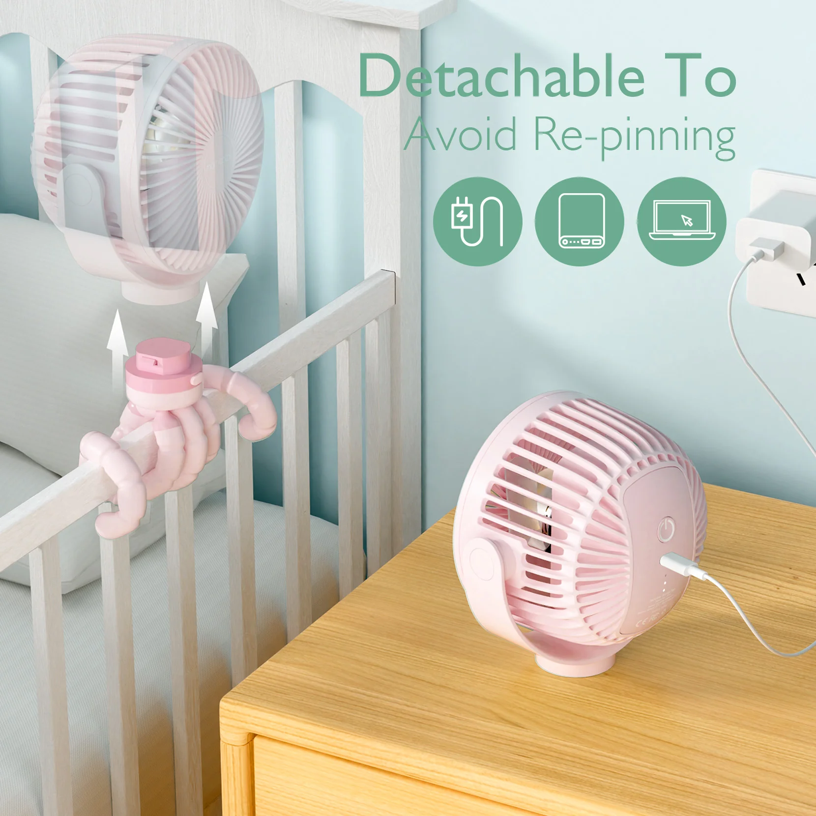 USB Rechargeable Handheld Cooling Fan for Travel - Image 28