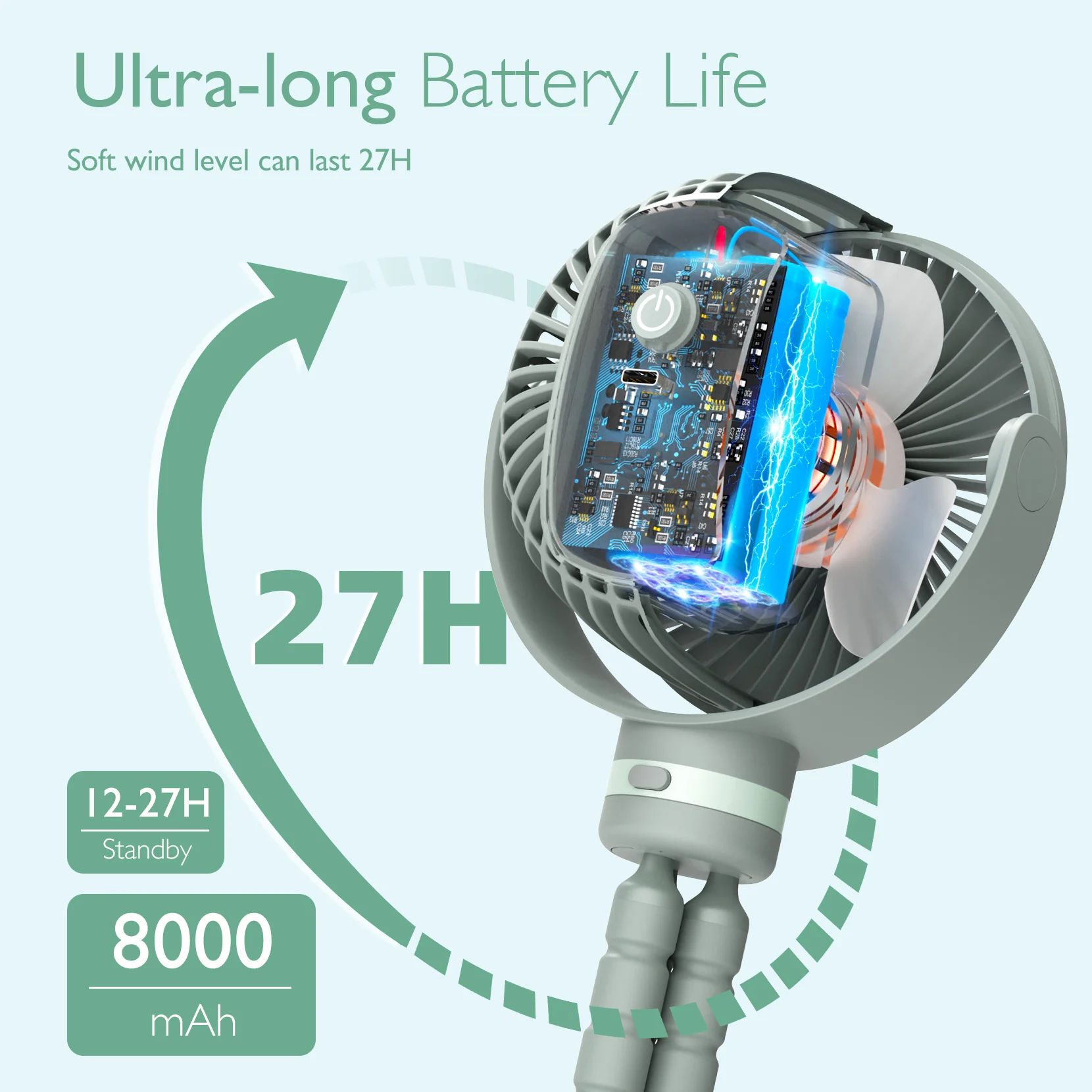 USB Rechargeable Handheld Cooling Fan for Travel - Image 35
