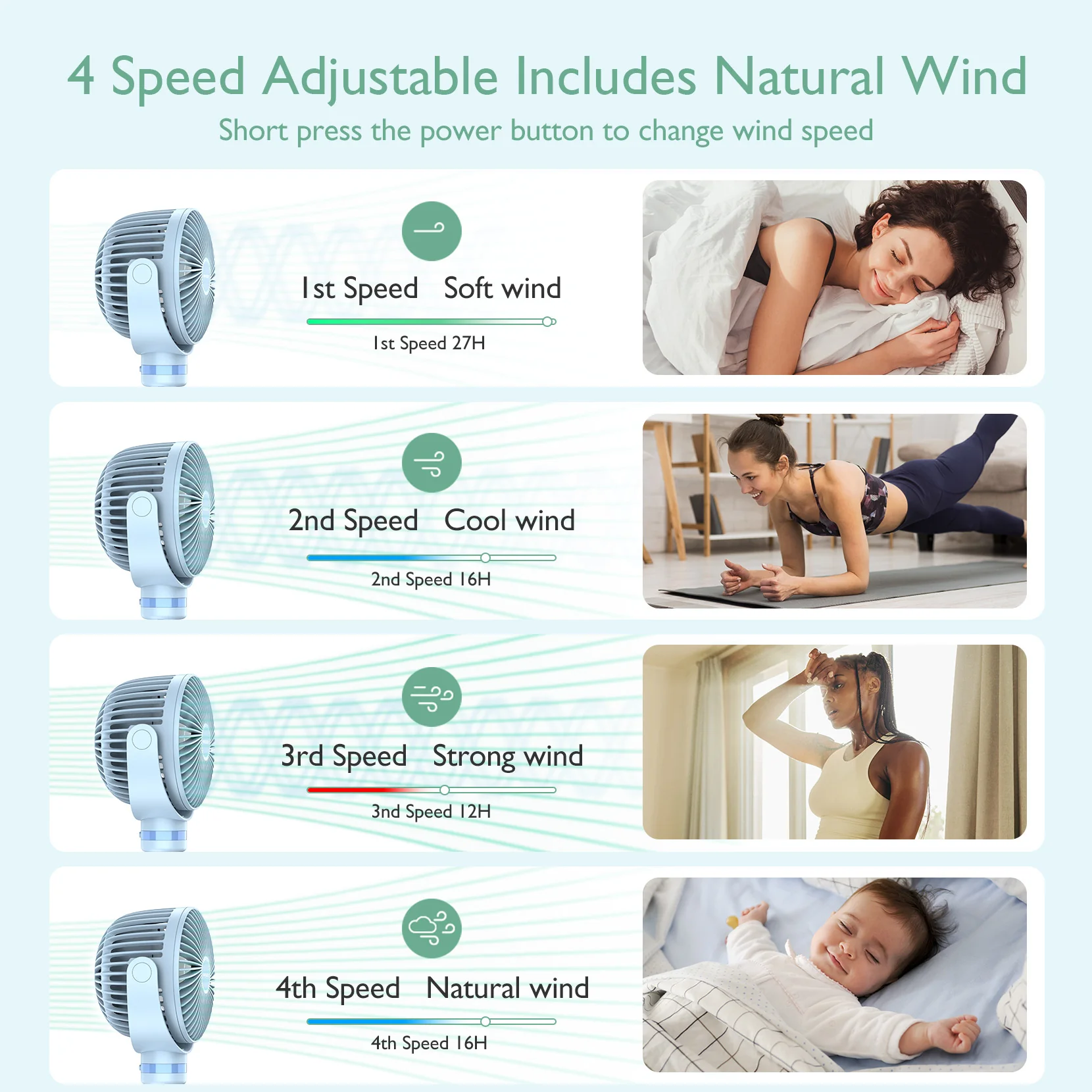 USB Rechargeable Handheld Cooling Fan for Travel - Image 45