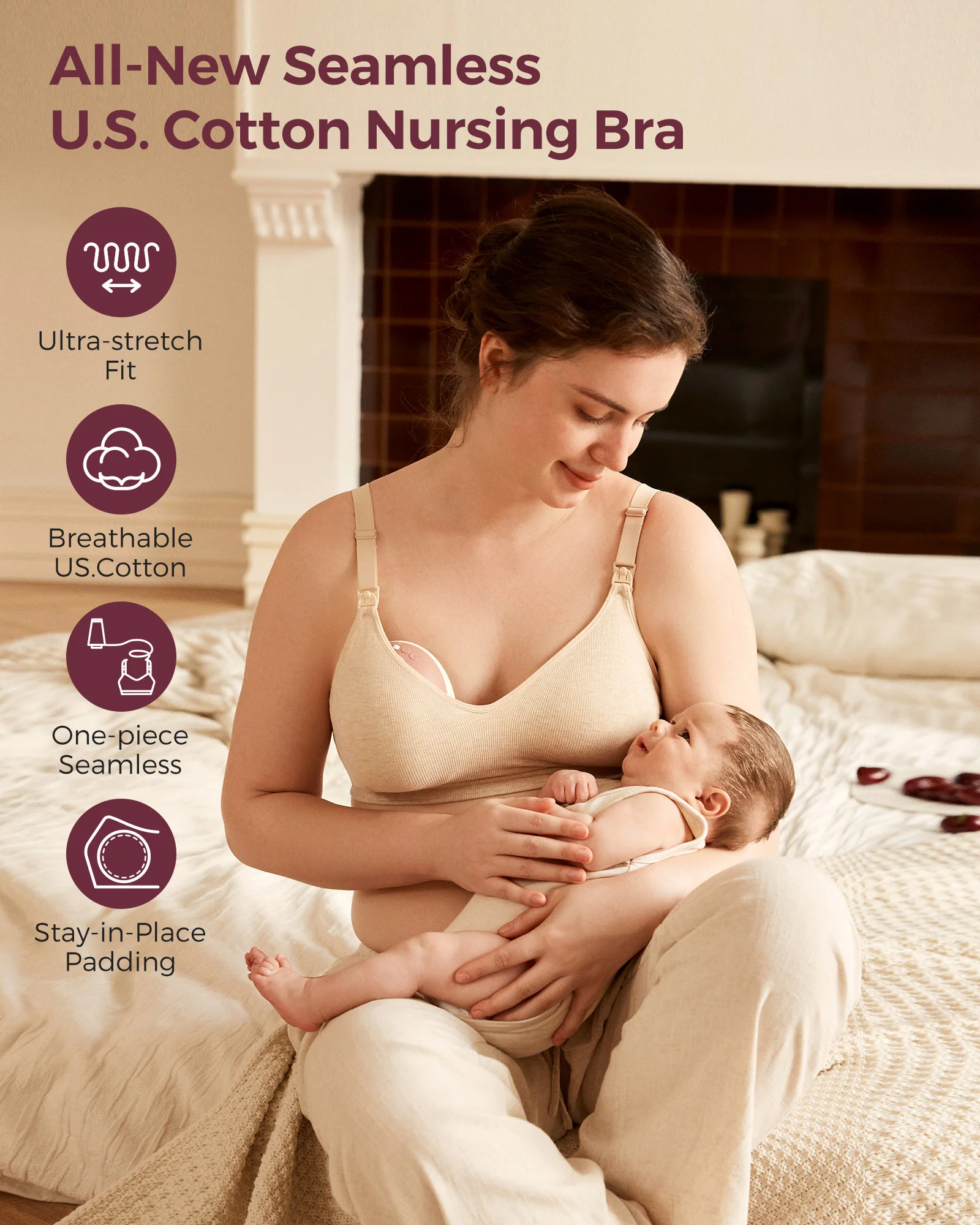 Momcozy Soft U.S. Cotton Seamless Maternity Bra - Image 11